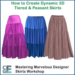 MD127 - Learn to Make 3D Dynamic Tiered and Peasant Skirts in Marvelous Designer MD127 - Learn to Make 3D Dynamic Tiered and Peasant Skirts in Marvelous Designer
