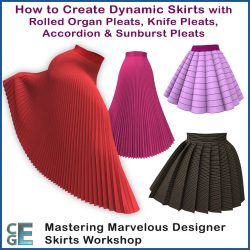 MD133 - Marvelous Designer Skirts Workshop - Create Knife Pleats Sunburst Accordion Pleats and a Rolled Organ Pleated skirt MD133 - Marvelous Designer Skirts Workshop - Create Knife Pleats Sunburst Accordion Pleats and Rolled Organ Pleated