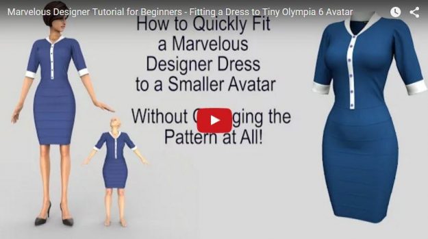 Free Marvelous Designer Tutorial for Beginners Fitting a Dress to Tiny Avatar