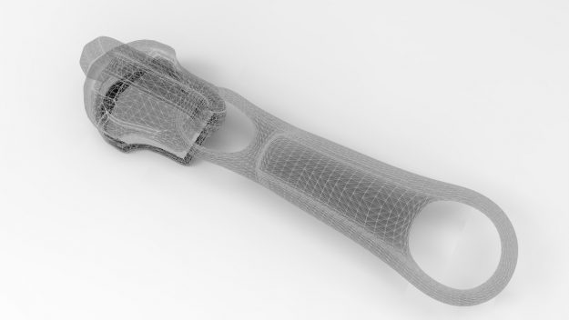3D zipper puller model wireframe view
