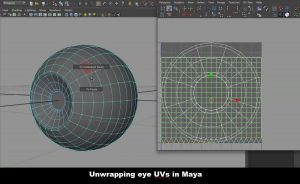 Unwrapping the cartoon eye UVs in Maya