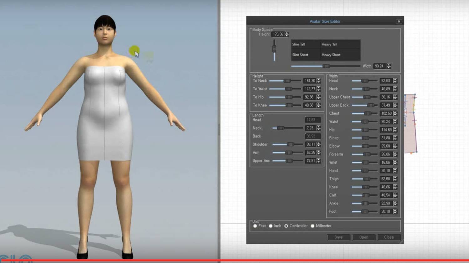 CLO 3D Resizing Avatar Shape tool - After
