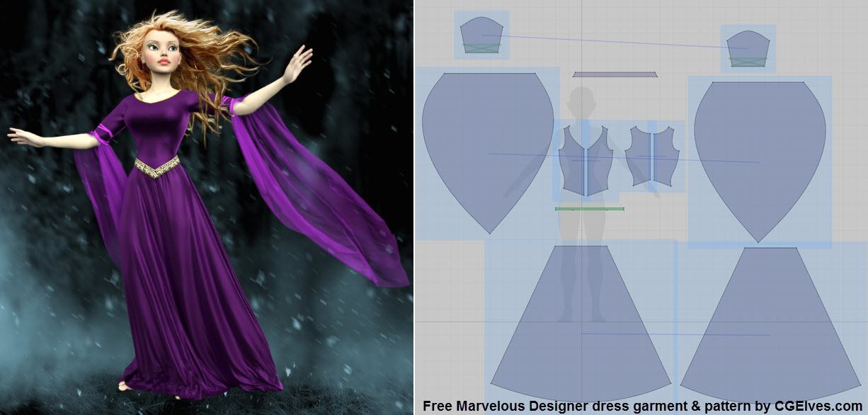 Free Marvelous Designer Dress Garment File and Pattern by Camille Kleinman