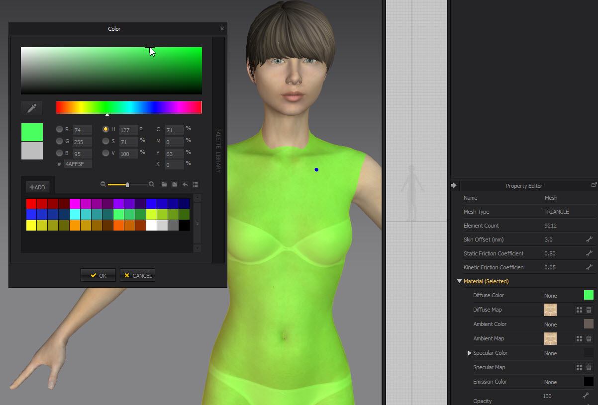 Marvelous Designer change avatar skin texture color