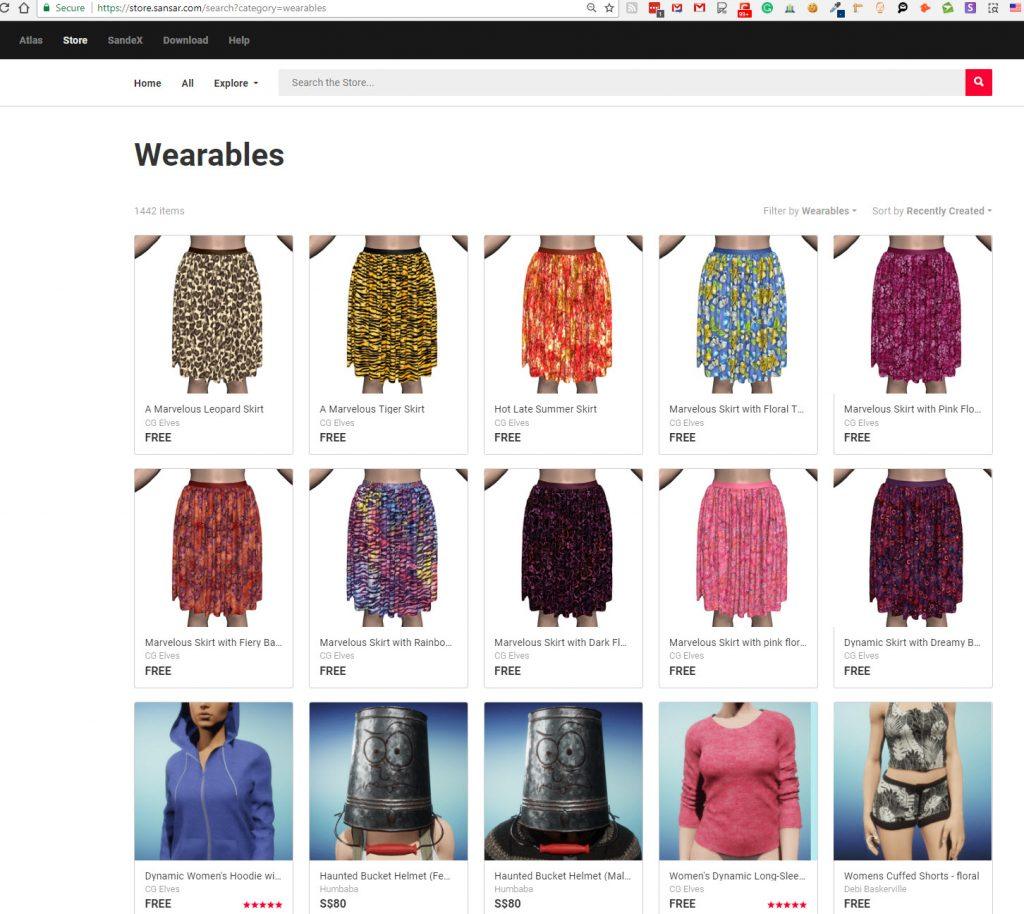 Sansar Clothes Store Listings Example