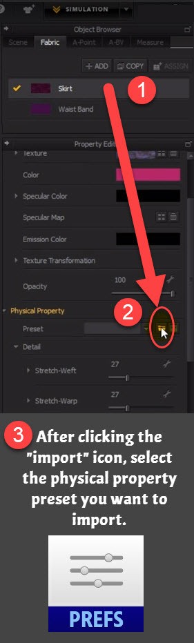 How to import a Marvelous Designer custom fabric preset into MD8