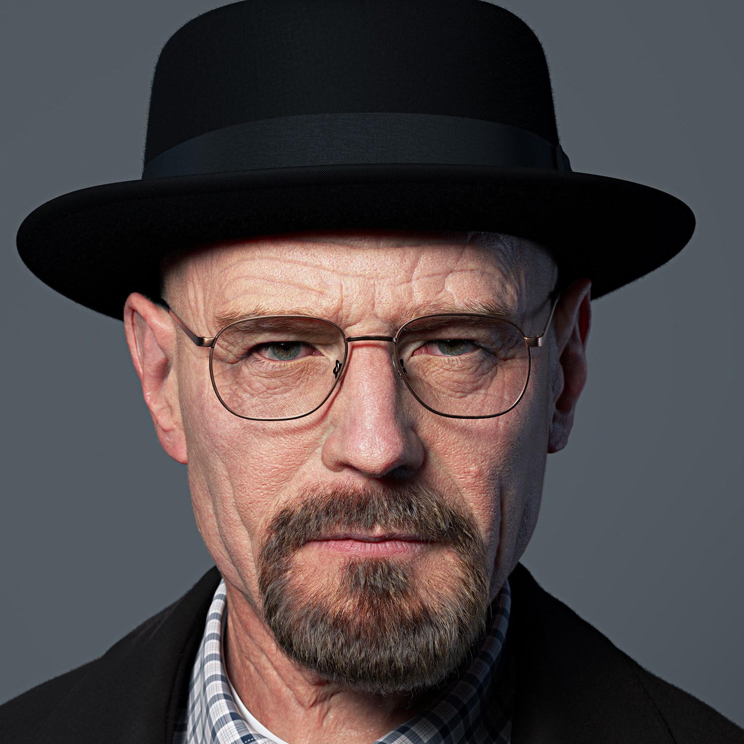 Realistic 3d likeness portrait of Walter White